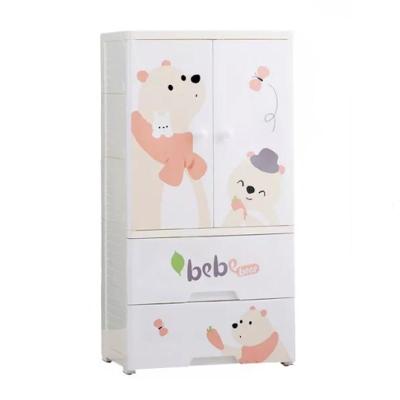 China Lightweight Cartoon Supports Plastic Baby Clothing Storage Cabinet Drawer Wardrobe For Kids for sale