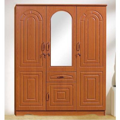 China Easy Clean High Quality Bedroom Furniture Three Doors Wooden Wardrobe Cabinet With Mirror Drawer for sale