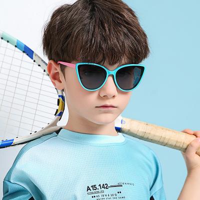 China New Fashion Boys Sunglasses Wholesale Cat Eyes Silicone Colorful Flexible Girls Sunglasses For Kid Party TPEE Sunglasses for sale