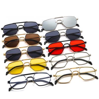 China 2022 new latest design fashion punk frame china factory direct sale metal sunglasses in china red green yellow black purple men women for sale