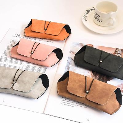 China High Quality Eyewear Fashion PU Leather Sun Glasses Cases Simple Colored Magnetic Sun Glasses Case With Logo And Cases for sale