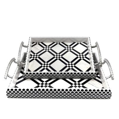 China Viable Wholesale Custom Style Serving Tray Storage Black And White Single Tray for sale