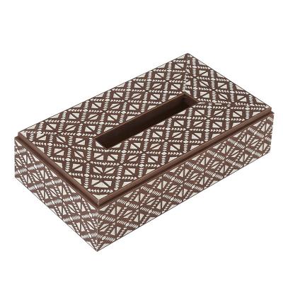 China Custom Viable Rectangle Container Tissue Box Polishing Gray Brown Metal Tissue Paper Box for sale