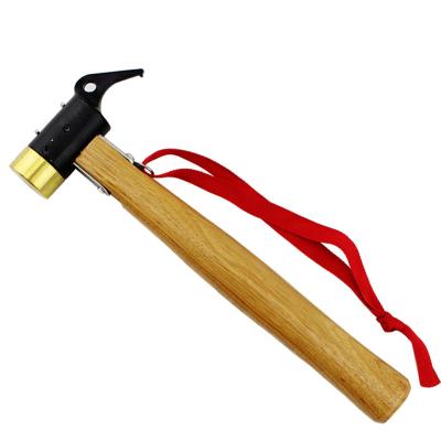 China Multifunctional Outdoor Copper Hammer Outdoor Camping Tent Peg Nail Copper Hammer with Wooden Handle for sale