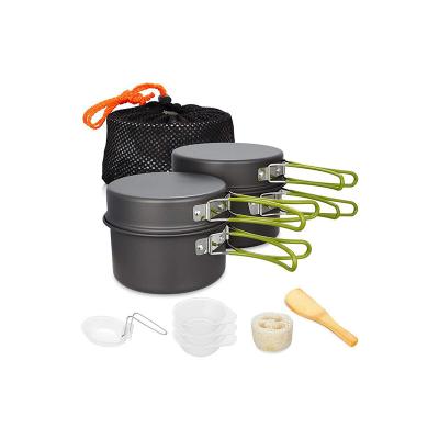 China Portable high quality aluminum camping pot set increasing outdoor camping backpacking cookware cooking cookware set for sale