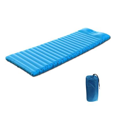 China Ultralight Ultralight Portable Nylon Inflatable TPU Air Outdoor Camping Hiking Beach Sleep Nap Mat With Pillow for sale