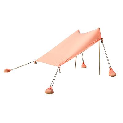 China Customized UV50+ Lycra Aluminum Pole Beach Sun Shade Shelter UV-Resistant Aluminum Camping Tent With Sandbag for sale