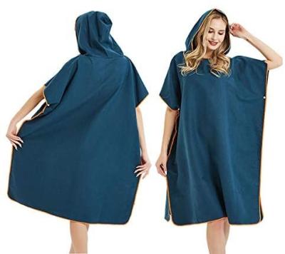 China QUICK DRY Hood Towel Poncho Adult Swim Long Dress Towel Changing Hooded Long Robes Swim Long Changing Robe for sale