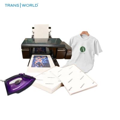 China Apparel Transworld Light A4 Light Inkjet Cut Heat Transfer Paper Screen Printing T Shirt Light Iron On Transfer Paper for sale