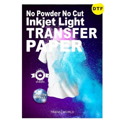 China High Quality Professional Apparel Custom No Cut T-shirt Inkjet Lighet Transfer Paper for sale