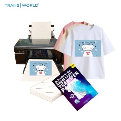 China Custom Apparel Transworld Free Samples A3 A4 No Trace High Transfer Rate Light DTF Inkjet Transfer Paper For Cotton Fabric for sale