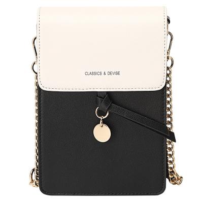 China Fashion Women Whip Cross - Black And White Body Bag Mobile Phone Handbags With Chains Mini Shoulder Message Bag For Hot Selling Female for sale