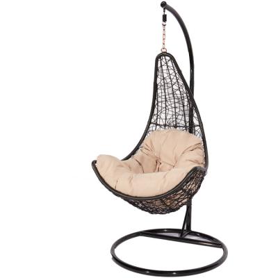 China Modern Cheap Indoor Outdoor Patio Rattan Wicker Egg Swing Hanging Chair With Metal Stand for sale