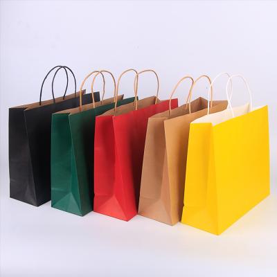 China 2021 Wholesale Custom Fashion Full Color Printing Brown Colors Recyclable Open Kraft Paper Gift Bags Gifting Paper Bags With Handle for sale