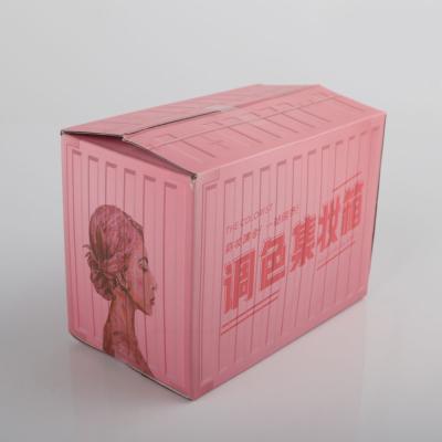 China High Quality Small Corrugated Packaging Box Recyclable Recycled Cosmetic Paper Box Packaging Pink Packing Box for sale