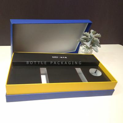 China Recyclable and Raw Paper High End Rectangle Blue Lid Box Packaging Supplies Cardboard Box Retail Packing Box for sale