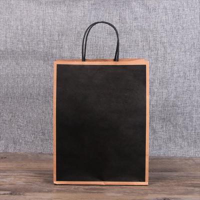 China Recyclable Wholesale Cheap Price Kraft Black Gift Paper Bag Shopping Bag For Packaging for sale