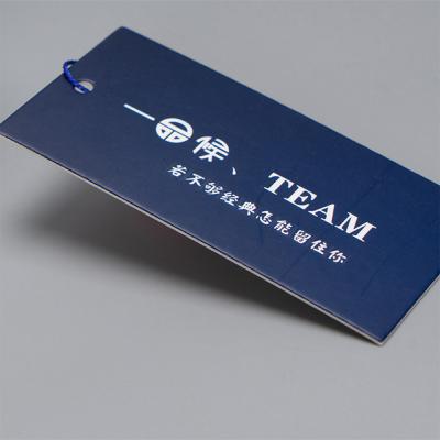 China Wholesale Free Sample of Recyled Customized Logo Printing Blue Paper Clothing Hang Tag Hangtags for sale