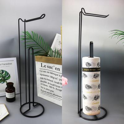 China Modern Wholesale Tissue Holder In Iron Metal Steel Silver Black Toilet Paper Holder Stand For Indoors for sale