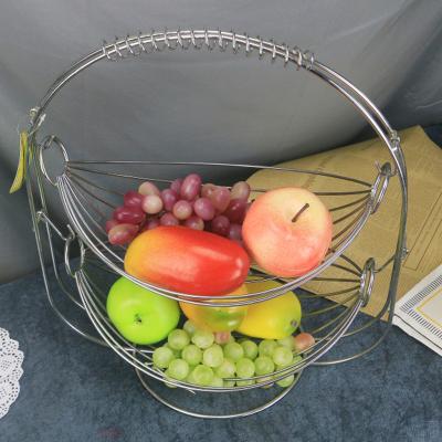 China Stocked Detachable Iron Wire 2 Tier Basket Server Bowl For Organization Storage And Display Vegetables And Fruit for sale