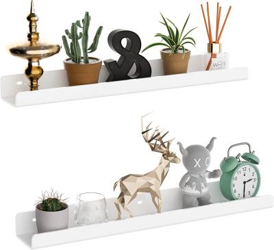 China Sustainable 24 Inches White Wall Mounting Organizer Acrylic Wall Floating Shelf For Plants, Books, Bottles, Spices for sale