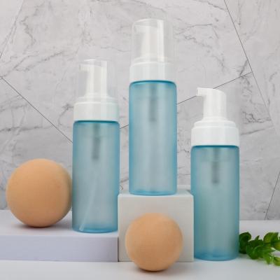 China Good mouse 150ml cosmetic ready matte detergent froested blue foam soap bottle with labeling sticker for sale