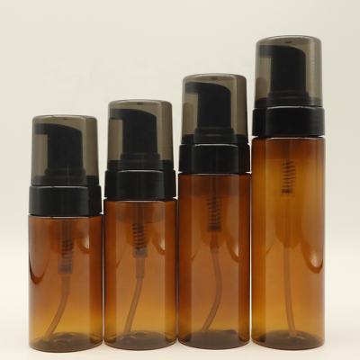 China Cosmetic Custom Print 100ml 120ml 150ml 200ml Logo Silk Screen Pet Brown Tea Foam Dispenser Plastic Pump Bottle for sale