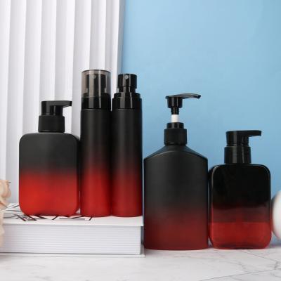 China Cosmetic Red Plastic Bottles 50ml Packaging 100ml 120ml Household Products Set Spray Lotion Empty Plastic Bottle for sale