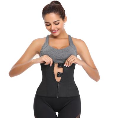 China Wholesale Viable Private Label Fitness Amazon Latex Waist Trainer Sweat Zipper Waist Trainer Corset Shaper Tummy Control Shapewear for sale