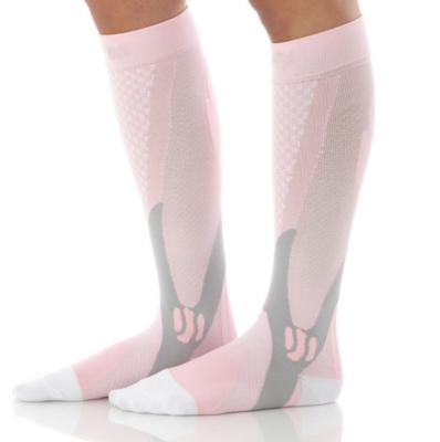 China Pink Antibacterial Knee High Compression Football Socks For Women Men Custom Compression Socks For Sports for sale