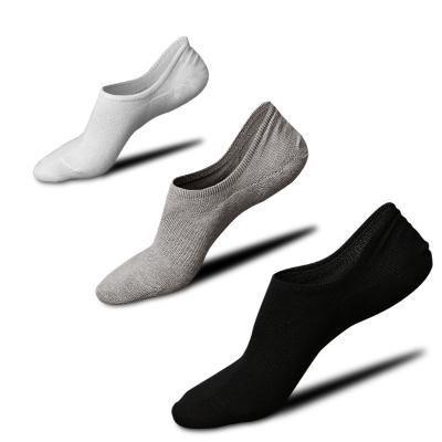 China Hot Sale Silicon Antibacterial Cotton Men's Solid Color Show Sock No Slip Non Crew Socks For Summer for sale