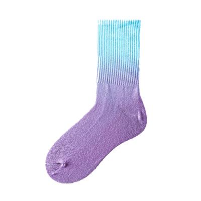 China Wholesale Antibacterial Unisex Basketball Football Gradient Sports Tie Dye Socks For Men And Women for sale