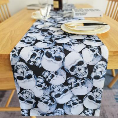 China Wholesale Halloween Polyester Embroidery Print Skull Custom Table Runner for sale