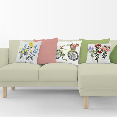 China Sustainable Polyester Decoration Custom Flower Embroidered Cushion Cover for sale