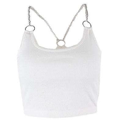 China New Fashion Women Breathable Polyester Launch Solid Color Crop Halterneck Tank Top For Ladies for sale