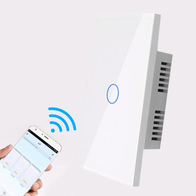 China Tuya Multi-Purpose Smart Home Glass Panel US Standard Touch WiFi Wall Switches With 1 Band Touch Neutral Switches for sale