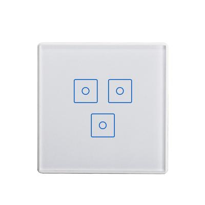 China Zwave OEM Smart Touch Sensor 3 Strip Home Light Weight Remote Switch Crystal Glass Panel Switch for sale