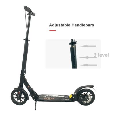 China Black Big Wheel Adult 2 Kids Adjustable Foot Pedal Youth Light Weight Foldable Kick Bike Scooter Adult for sale