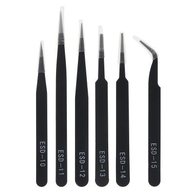 China Electronics Jewelry And Other Fine Crafts 6pcs/set Stainless Steel Tweezers 1.5MM Anti Static Fix Repair Tool Kit For Electronics Jewelry And Other Fine Crafts for sale