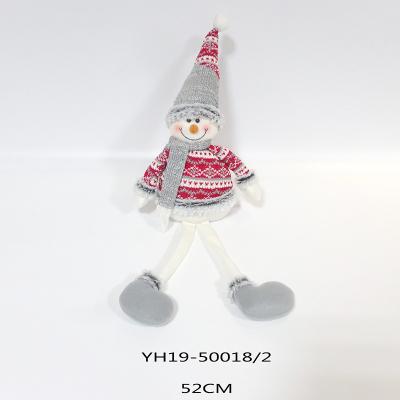 China Customized 52cm Sitting Dangle Feet Christmas Snowman Christmas Ornaments Santa Doll for sale