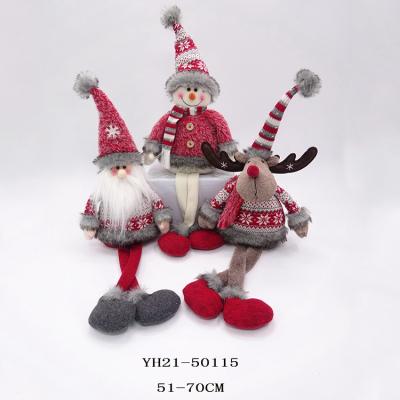 China Customized 51/70CM Soft Christmas Santa Claus Snowman Reindeer Indoor Sitting Christmas Window Decoration for sale