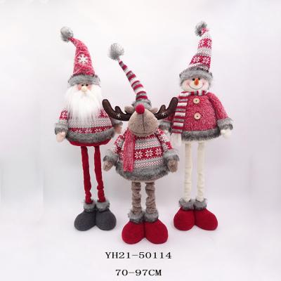 China 70-97CM Customized Indoor Stretchy Standing Reindeer Santa Claus And Snowman Doll Christmas Themed Decoration for sale