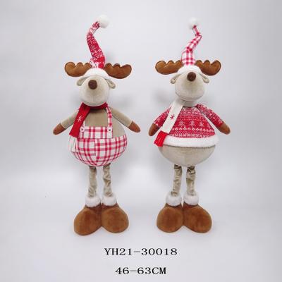 China Customized 46/63 Cm Reindeer Christmas Stuffed Toy Plush Elk Toy With Scarf Festival Christmas Decoration Home Ornaments for sale