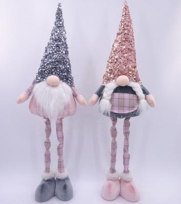 China 2022 Polyester Velvet Sequin Christmas Decoration Home Decoration Indoor Standing Gnome Decoration YH22-50194 for sale