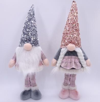 China 2022 Indoor Polyester Velvet Sequin Christmas Decoration Home Decoration Spring Swing Gnome Decoration YH22-50196 for sale