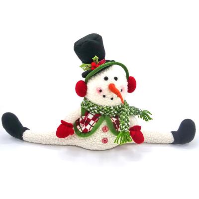 China Sitting Plush 23CM Christmas Snowman Door Stopper Christmas Ornaments For Gift for sale