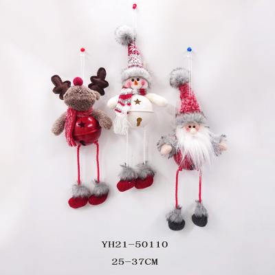 China Customized 25/37CM Cute Christmas Hanging Hanging Ornaments Bell Santa Snowman Reindeer Dangle Leg for sale