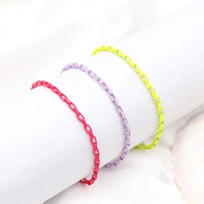 China Durable 18K Gold Plated Fashion Women Bracelet, Colorful Painting Link Chain Bracelet for sale