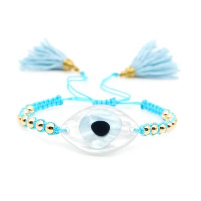 China 2019 Environmental Friendly Queenie Hot Sale Adjustable Rope Charm Bracelet, Evil Eyes Jewelry Women for sale