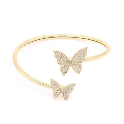 China Latest Fashion Zircon Butterfly Gold Plated Brass Bracelet Women Jewelry for sale